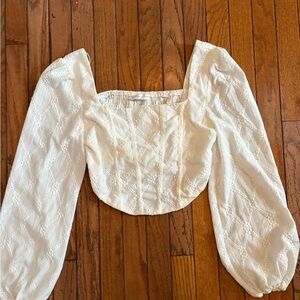 Altar'd State White Textured Blouse